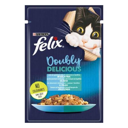 Felix Çifte Lezzet Somon ve Sardalya Yetişkin Kedi Konservesi Pouch 85gr - 1