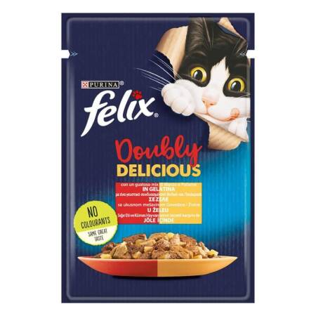 Felix Çifte Lezzet Sığır Eti ve Kümes Hayvanı Yetişkin Kedi Konservesi Pouch 85gr - 1