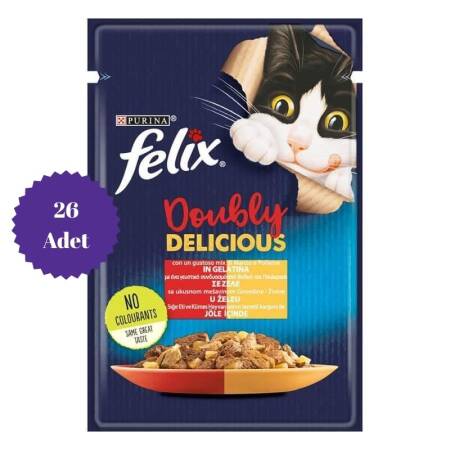 Felix Çifte Lezzet Sığır Eti ve Kümes Hayvanı Yetişkin Kedi Konservesi Pouch 85gr x 26 Adet - 1