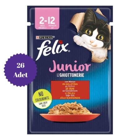 Felix Junior Sığır Etli Yavru Kedi Konservesi Pouch 85gr x 26 Adet - 1