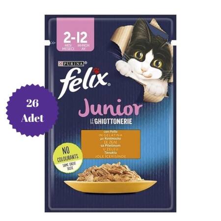 Felix Junior Tavuklu Yavru Kedi Konservesi Pouch 85gr x 26 Adet - 1
