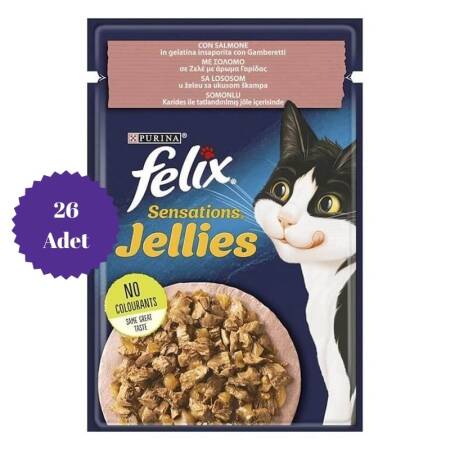 Felix Sensation Somonlu ve Karidesli Yetişkin Kedi Konservesi Pouch 85gr x 26 Adet - 1