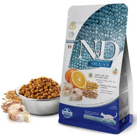 ND Ocean Düşük Tahıllı Morina Balıklı Portakallı Kedi Maması 10 kg - 1