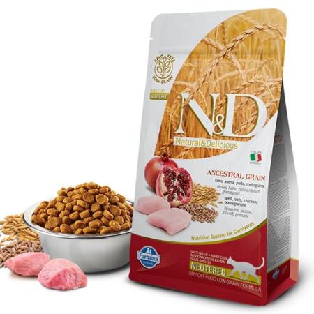 ND Ancestral Grain Düşük Tahıllı Tavuklu ve Narlı Kısırlaştırılmış Kedi Maması 5 kg - 1