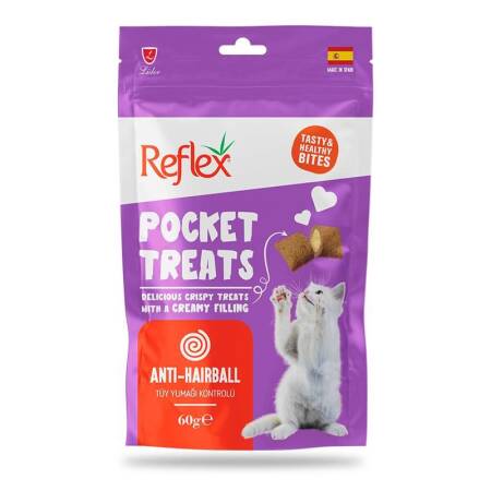 Reflex Pocket Anti-Hairball Tüy Yumağı Kontrolü Kedi Ödül Maması 60gr - 1