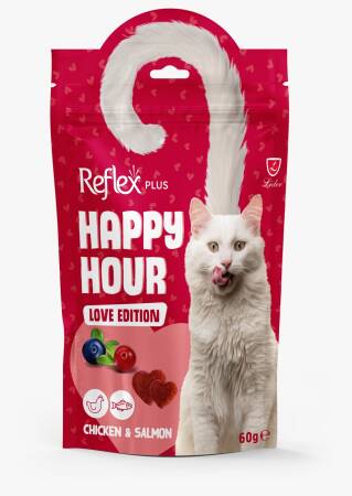 Reflex Happy Hour Love Edition Tavuklu ve Somonlu Kedi Ödül Maması 60gr - 1