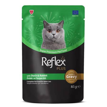 Reflex Plus Ördek ve Tavşanlı Sos İçinde Parça Etli Yetişkin Kedi Konservesi 85gr - 1