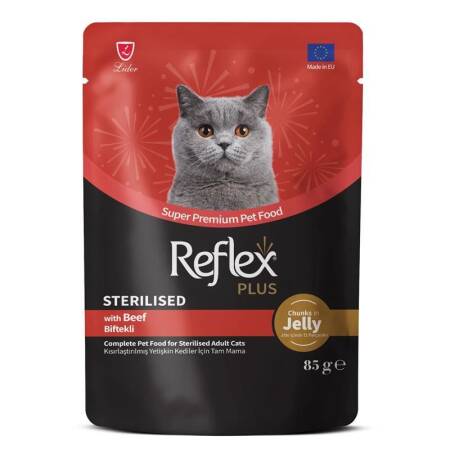 Reflex Plus Biftekli Jöleli Kısırlaştırılmış Kedi Konservesi 85gr - 1