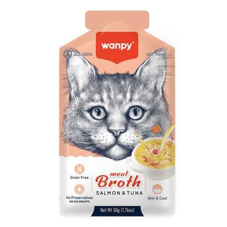 Wanpy Somonlu ve Ton Balıklı Tahılsız Kedi Çorbası 50gr - 1